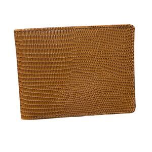 NWT Ili Leather Wallet Brown Tan Reptile Snake Print Bifold RFID Blocking Men's